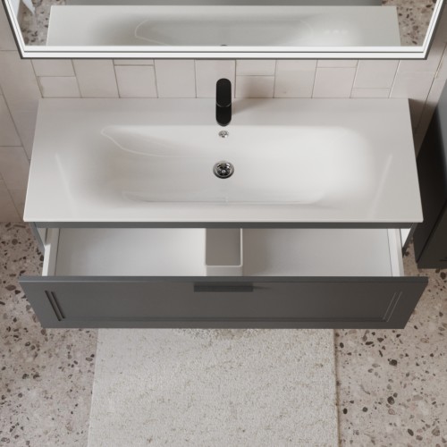 Тумба с раковиной для ванной MEBELVANN КЛАССИК 120см подвесная графит