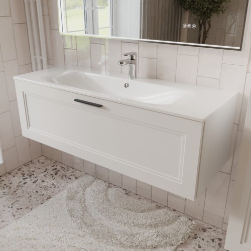 Тумба с раковиной для ванной MEBELVANN КЛАССИК 120см подвесная белая