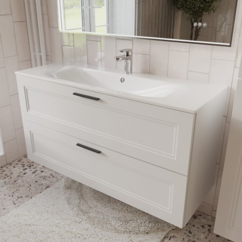 Тумба с раковиной для ванной MEBELVANN КЛАССИК 120см подвесная белая