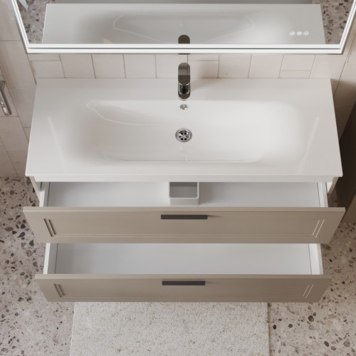 Тумба с раковиной для ванной MEBELVANN КЛАССИК 120см подвесная капучино