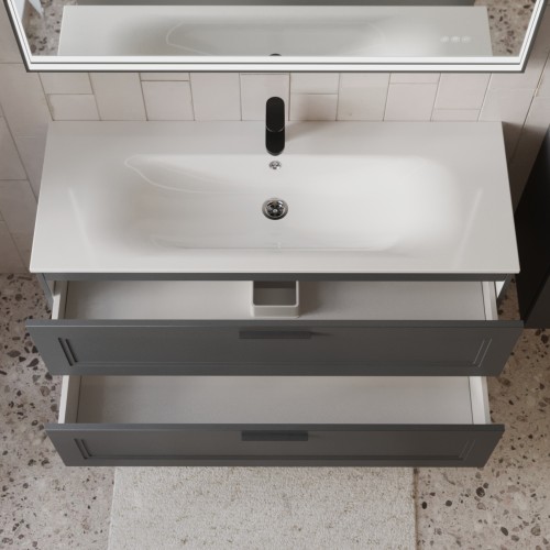 Тумба с раковиной для ванной MEBELVANN КЛАССИК 120см подвесная графит