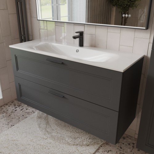 Тумба с раковиной для ванной MEBELVANN КЛАССИК 120см подвесная графит