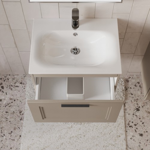 Тумба с раковиной для ванной MEBELVANN КЛАССИК 60см подвесная капучино