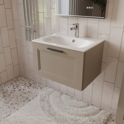 Тумба с раковиной для ванной MEBELVANN КЛАССИК 60см подвесная капучино