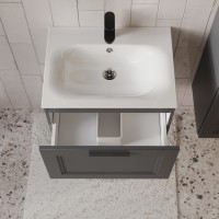 Тумба с раковиной для ванной MEBELVANN КЛАССИК 60см подвесная графит