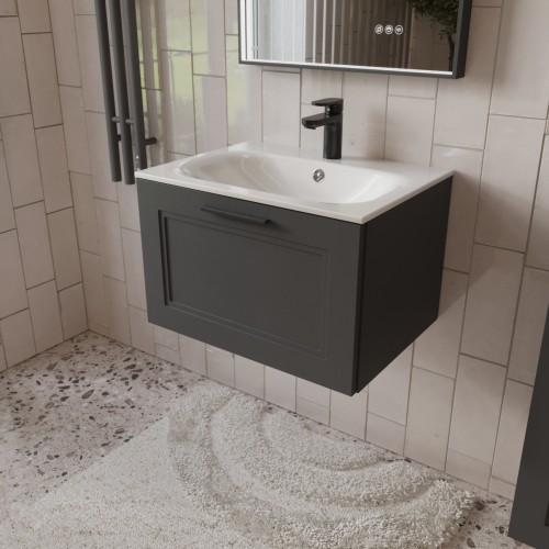 Тумба с раковиной для ванной MEBELVANN КЛАССИК 60см подвесная графит