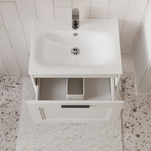 Тумба с раковиной для ванной MEBELVANN КЛАССИК 60см подвесная белая