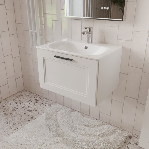 Тумба с раковиной для ванной MEBELVANN КЛАССИК 60см подвесная белая