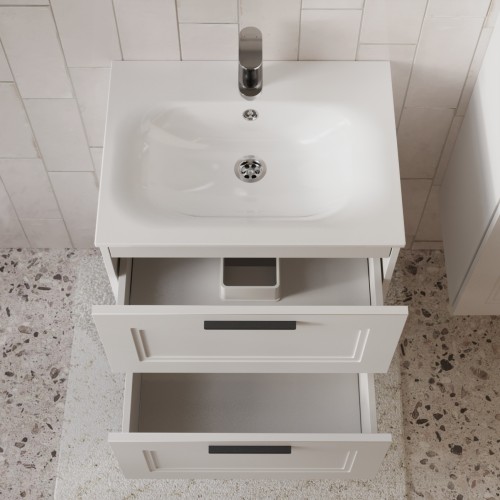 Тумба с раковиной для ванной MEBELVANN КЛАССИК 60см подвесная белая