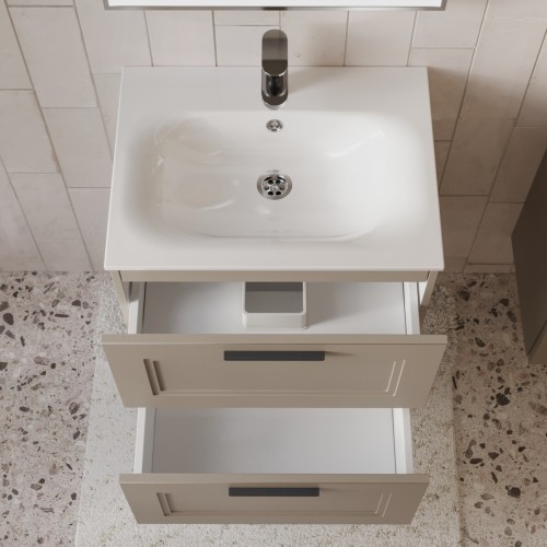 Тумба с раковиной для ванной MEBELVANN КЛАССИК 60см подвесная капучино