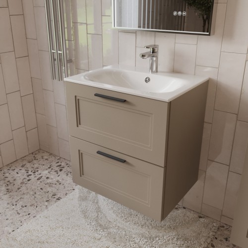 Тумба с раковиной для ванной MEBELVANN КЛАССИК 60см подвесная капучино