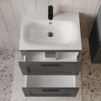 Тумба с раковиной для ванной MEBELVANN КЛАССИК 60см подвесная графит