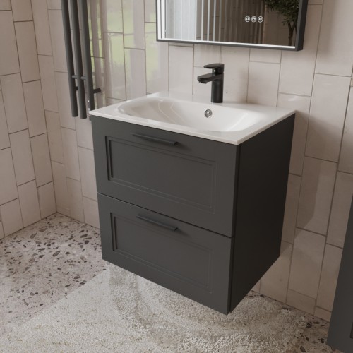 Тумба с раковиной для ванной MEBELVANN КЛАССИК 60см подвесная графит