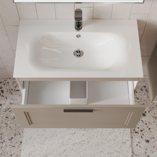 Тумба с раковиной для ванной MEBELVANN КЛАССИК 80см подвесная капучино