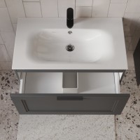 Тумба с раковиной для ванной MEBELVANN КЛАССИК 80см подвесная графит