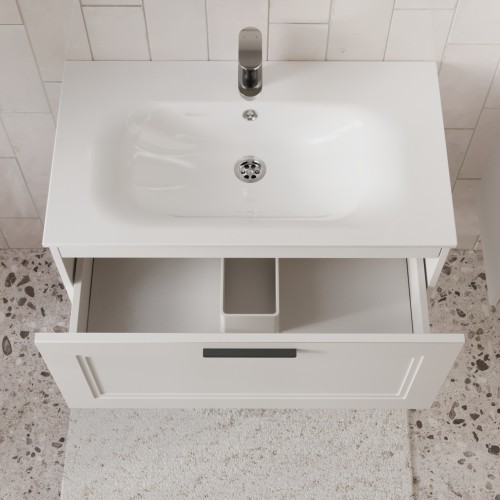 Тумба с раковиной для ванной MEBELVANN КЛАССИК 80см подвесная белая