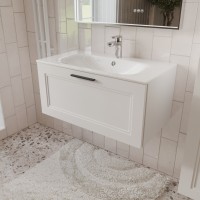 Тумба с раковиной для ванной MEBELVANN КЛАССИК 80см подвесная белая