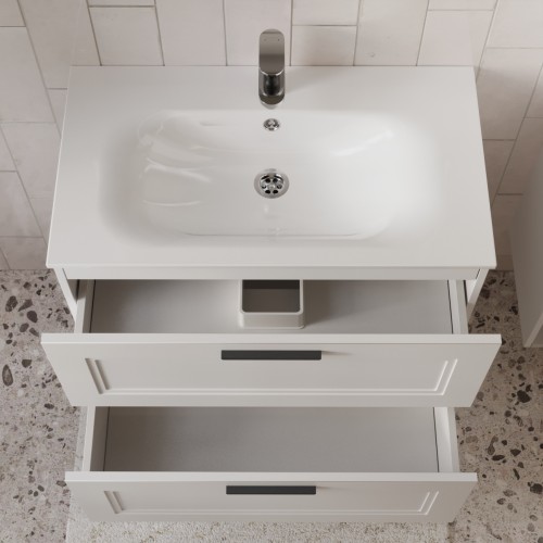 Тумба с раковиной для ванной MEBELVANN КЛАССИК 80см подвесная белая