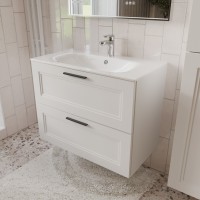 Тумба с раковиной для ванной MEBELVANN КЛАССИК 80см подвесная белая