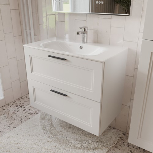 Тумба с раковиной для ванной MEBELVANN КЛАССИК 80см подвесная белая