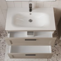 Тумба с раковиной для ванной MEBELVANN КЛАССИК 80см подвесная капучино
