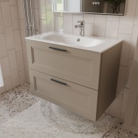 Тумба с раковиной для ванной MEBELVANN КЛАССИК 80см подвесная капучино