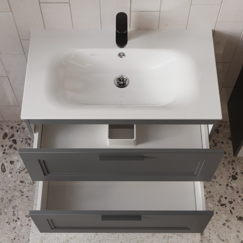 Тумба с раковиной для ванной MEBELVANN КЛАССИК 80см подвесная графит