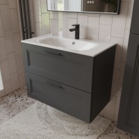 Тумба с раковиной для ванной MEBELVANN КЛАССИК 80см подвесная графит