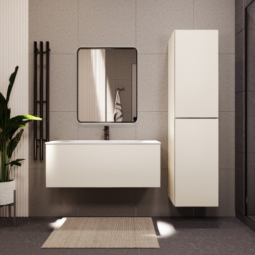 Тумба с раковиной для ванной MEBELVANN ЕВРОМИКС 100см подвесная айвори