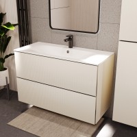 Тумба с раковиной для ванной MEBELVANN ЕВРОМИКС 100см подвесная айвори