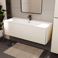 Тумба с раковиной для ванной MEBELVANN ЕВРОМИКС 120см подвесная айвори