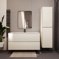 Тумба с раковиной для ванной MEBELVANN ЕВРОМИКС 120см подвесная айвори