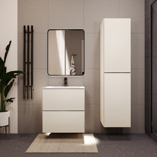 Тумба с раковиной для ванной MEBELVANN ЕВРОМИКС 60см подвесная айвори