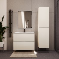 Тумба с раковиной для ванной MEBELVANN ЕВРОМИКС 80см подвесная айвори