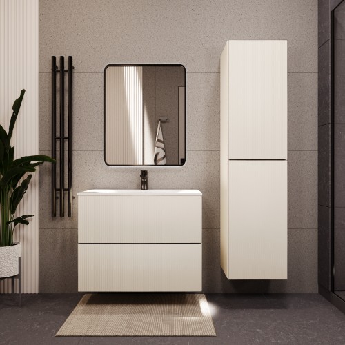 Тумба с раковиной для ванной MEBELVANN ЕВРОМИКС 80см подвесная айвори