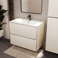 Тумба с раковиной для ванной MEBELVANN ЕВРОМИКС 80см подвесная айвори