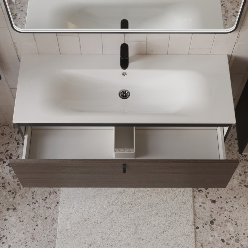 Тумба с раковиной для ванной MEBELVANN КОНТУР 120см подвесная Шпон Эвкалипт