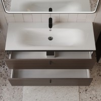 Тумба с раковиной для ванной MEBELVANN КОНТУР 120см подвесная Шпон Эвкалипт