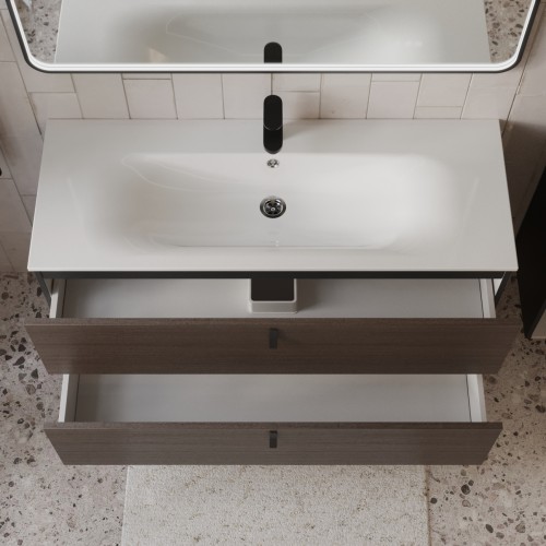 Тумба с раковиной для ванной MEBELVANN КОНТУР 120см подвесная Шпон Эвкалипт