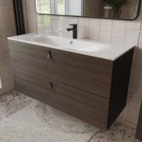 Тумба с раковиной для ванной MEBELVANN КОНТУР 120см подвесная Шпон Эвкалипт