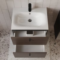 Тумба с раковиной для ванной MEBELVANN КОНТУР 60см подвесная Шпон Эвкалипт