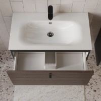 Тумба с раковиной для ванной MEBELVANN КОНТУР 80см подвесная Шпон Эвкалипт