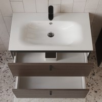 Тумба с раковиной для ванной MEBELVANN КОНТУР 80см подвесная Шпон Эвкалипт