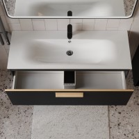 Тумба с раковиной для ванной MEBELVANN  НОТО 120 см подвесная  Чёрный soft touch