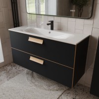 Тумба с раковиной для ванной MEBELVANN  НОТО 120 см подвесная  Чёрный soft touch