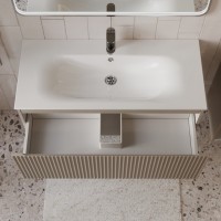 Тумба с раковиной для ванной MEBELVANN СИЦИЛИЯ 100см подвесная капучино