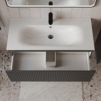 Тумба с раковиной для ванной MEBELVANN СИЦИЛИЯ 100см подвесная графит