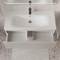 Тумба с раковиной для ванной MEBELVANN СИЦИЛИЯ 100см подвесная белая