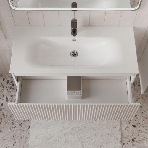 Тумба с раковиной для ванной MEBELVANN СИЦИЛИЯ 100см подвесная белая