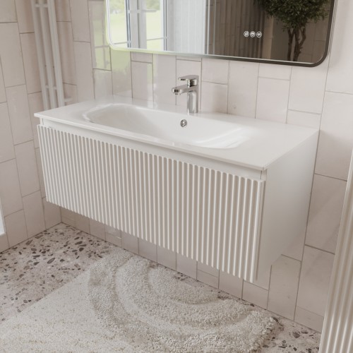 Тумба с раковиной для ванной MEBELVANN СИЦИЛИЯ 100см подвесная белая